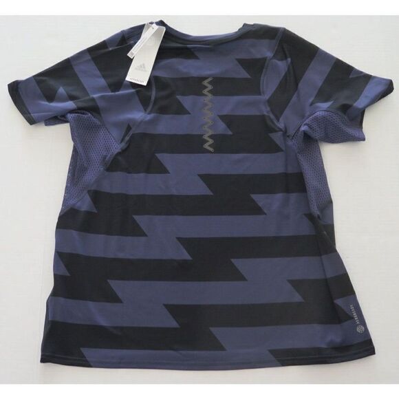 adidas HA9943 Women's Sz XL Shadow Navy/Black Aeroready Run Fast AOP Carrera Tee - Picture 7 of 7